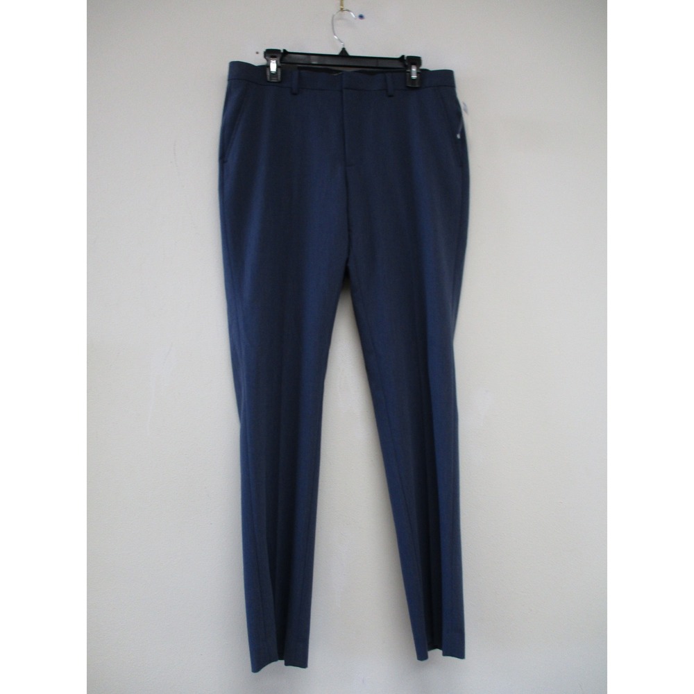 Saks Fifth Avenue Dress Pants Mens 32x32 Blue Slim Fit Flat Front Trousers